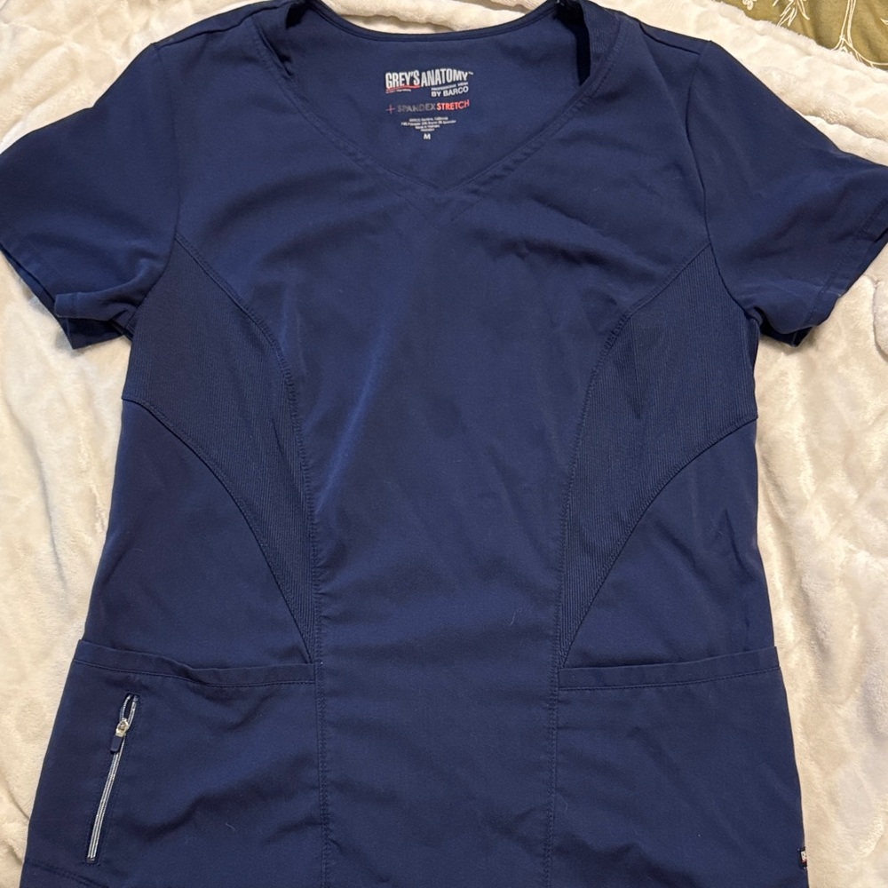 Grey's Anatomy Women's Dark Blue Short Scrub Sleeve Top